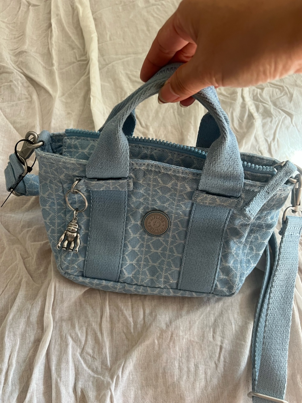 Kipling Light Blue Patterned Mini Crossbody Bag